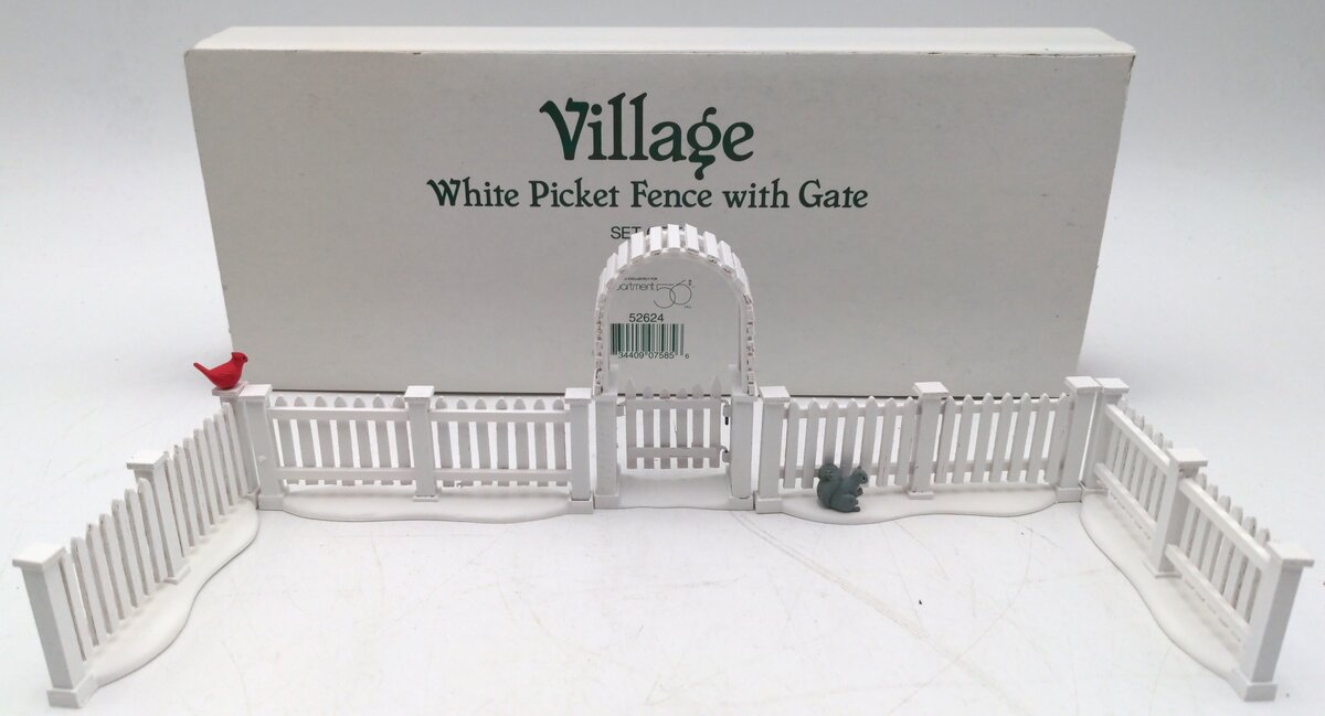 Dept 56 52624 White Picket Fence with Gate Set EX/Box