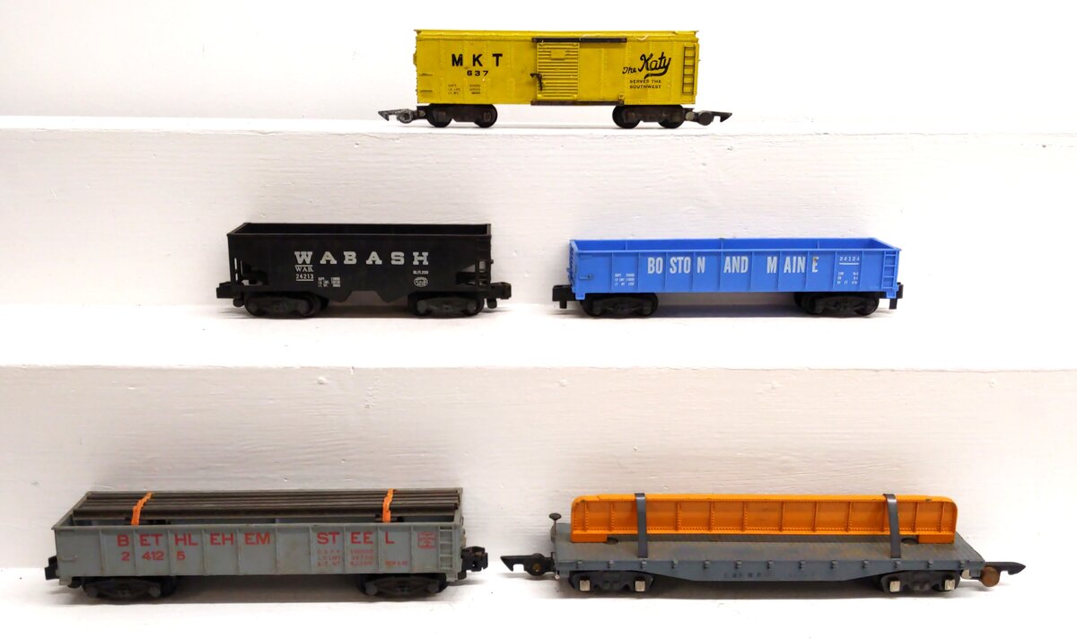American Flyer S Gauge Assorted Freight Cars: 24124, 24125, 24213, 627, 637 [5] VG