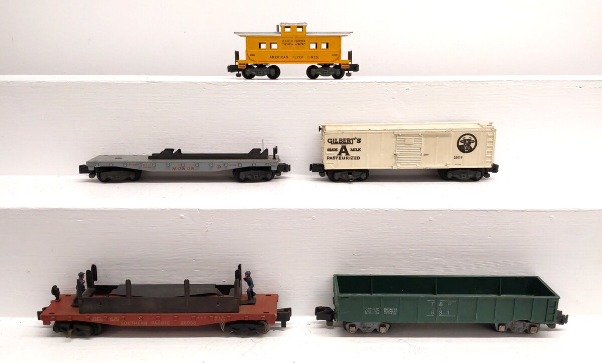 American Flyer S Assorted Freight Cars: 24550, 25019, 25058, 631, 24631 [5] VG