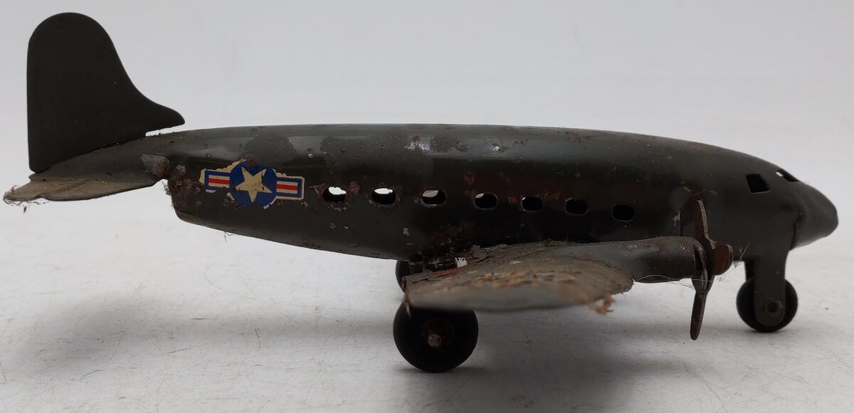 Marx Vintage Pressed Steal Army Airplane