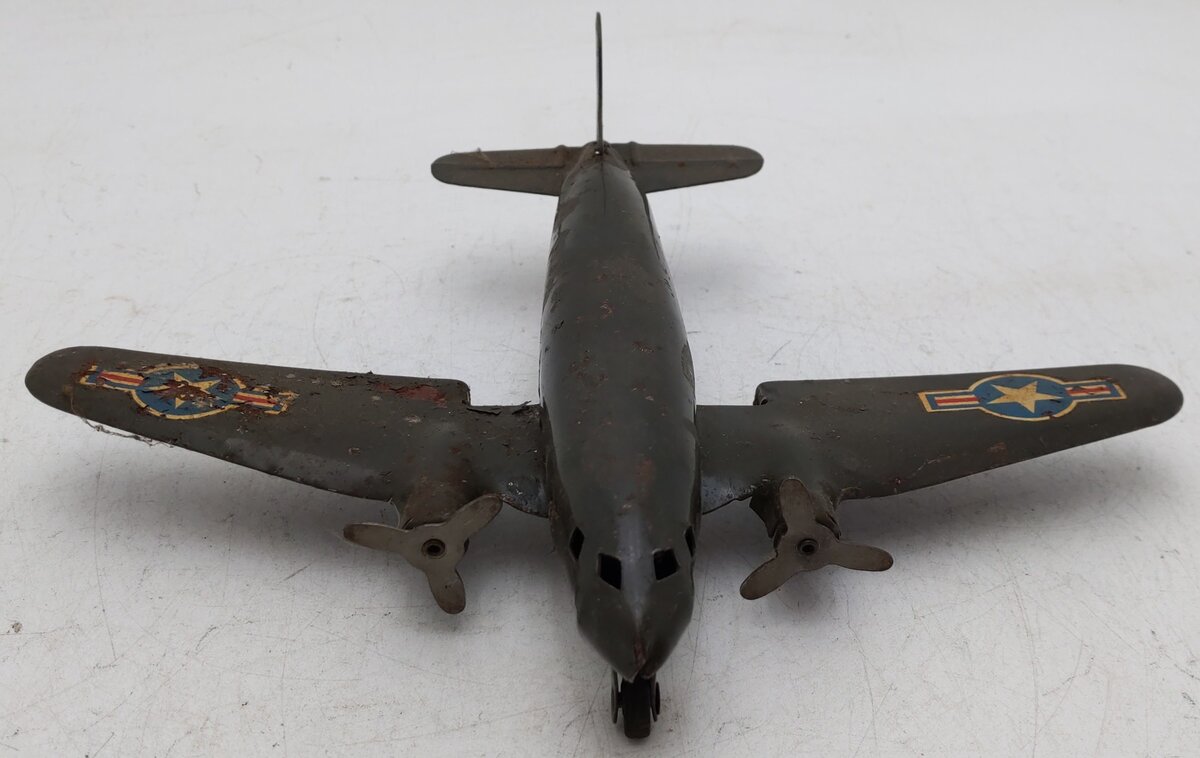 Marx Vintage Pressed Steal Army Airplane