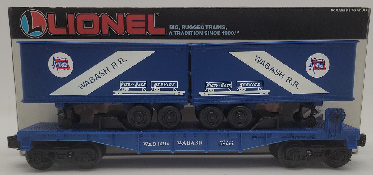 Lionel 6-16314 O Gauge Wabash Flatcar with Wabash Trailers #16314 EX/Box