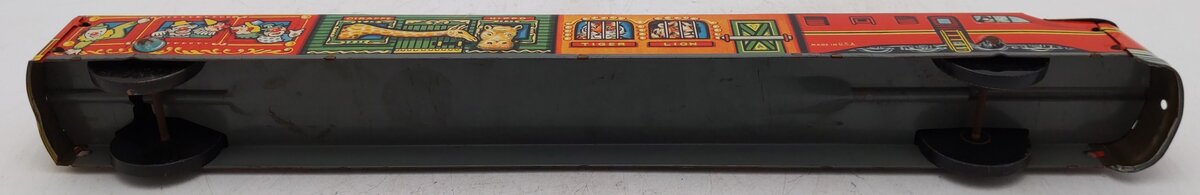 Vintage Tinplate Circus Unpowered Diesel Passenger Car Toy VG