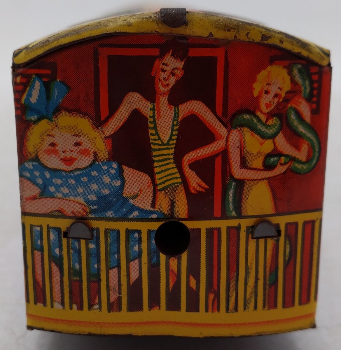 Vintage Tinplate Circus Unpowered Diesel Passenger Car Toy VG