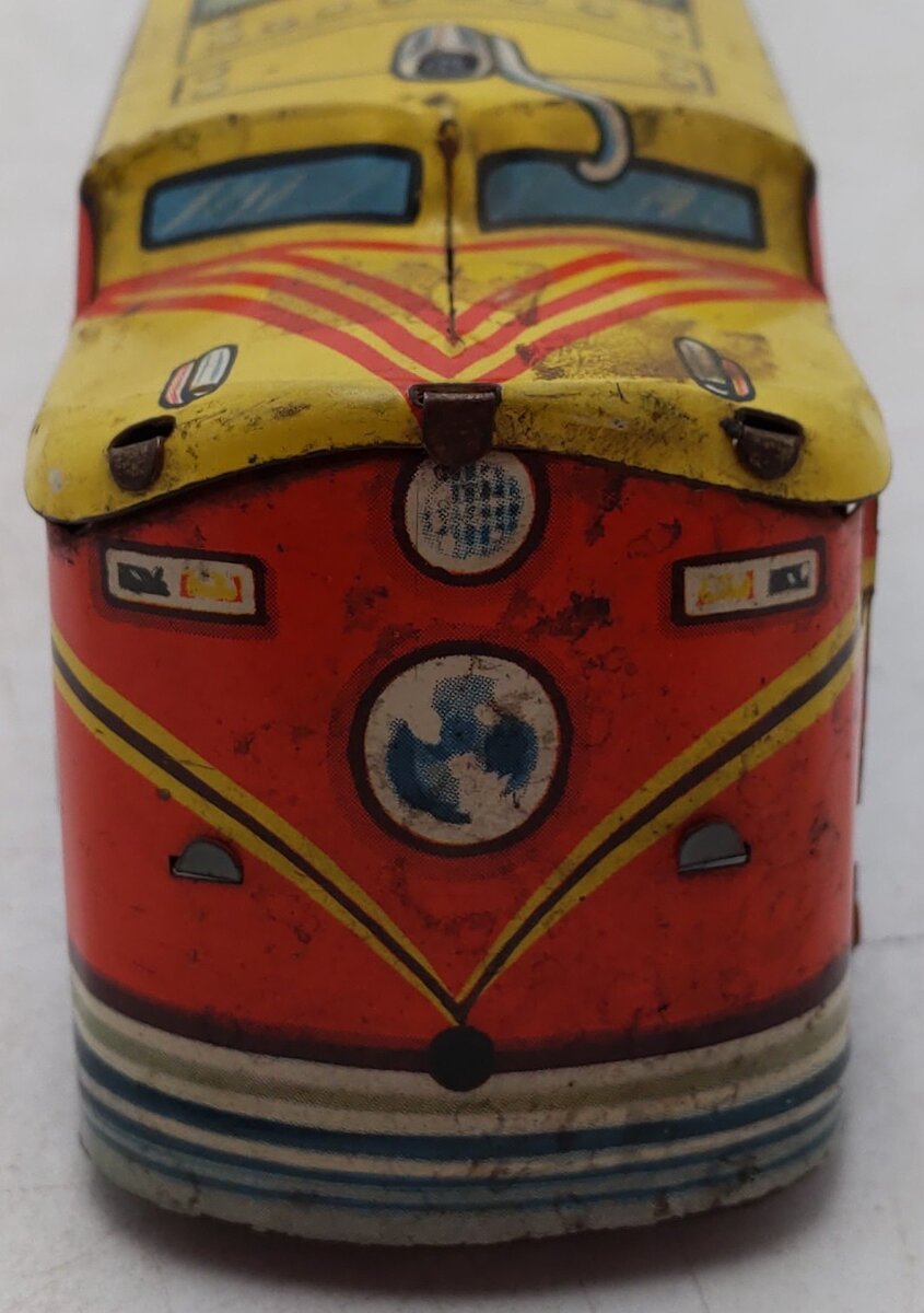 Vintage Tinplate Circus Unpowered Diesel Passenger Car Toy VG