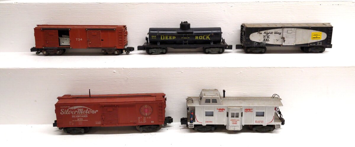 American Flyer S Gauge Assorted Freight Cars: 24321, 25052, 734, 981, 970 [5] VG