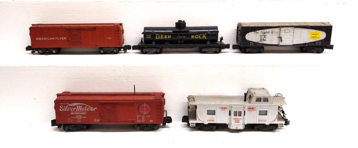 American Flyer S Gauge Assorted Freight Cars: 24321, 25052, 734, 981, 970 [5] VG