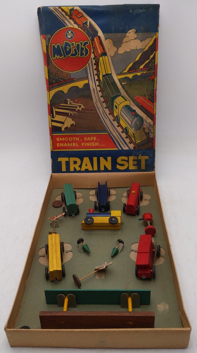 Marj Vintage Midgies Wooden Toy Train Set VG/Box