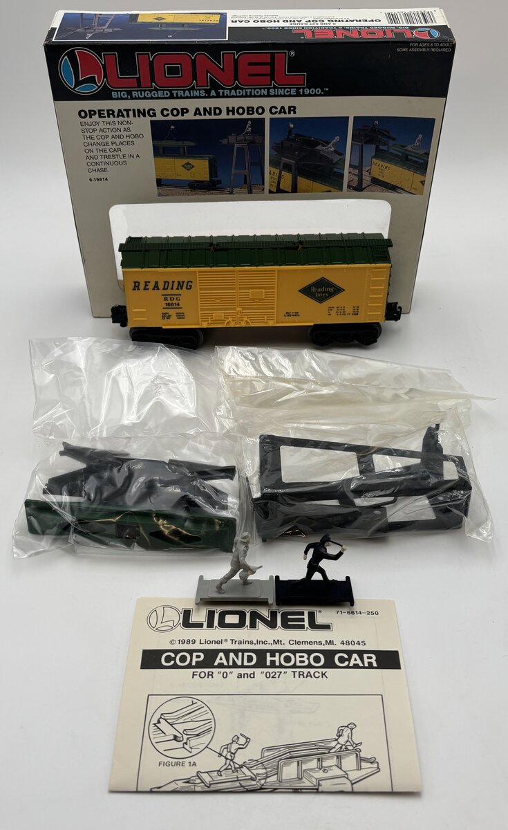 Lionel 6-16614 O Gauge Reading Operating Cop and Hobo Boxcar LN/Box