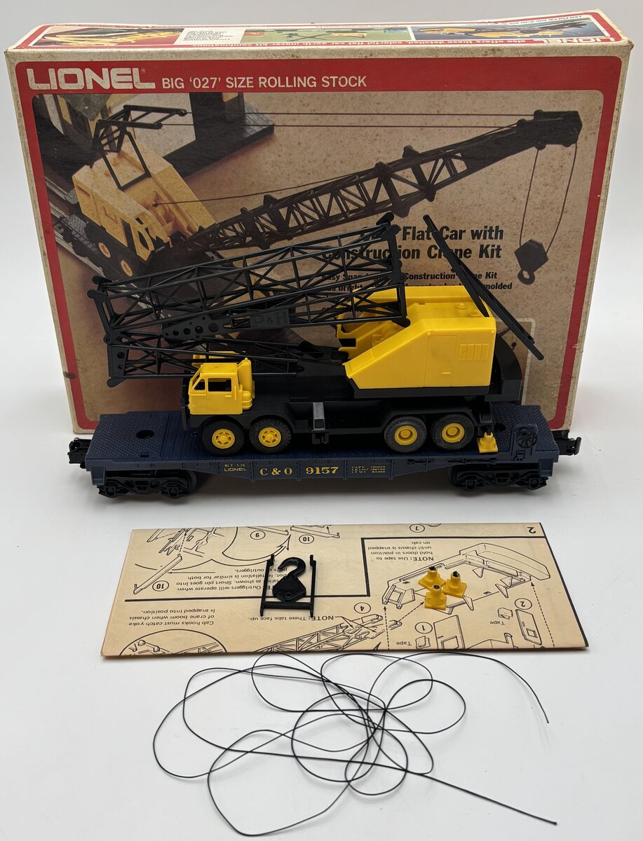 Lionel 6-9157 O Gauge Chesapeake & Ohio Flatcar with Construction Crane Kit EX/Box