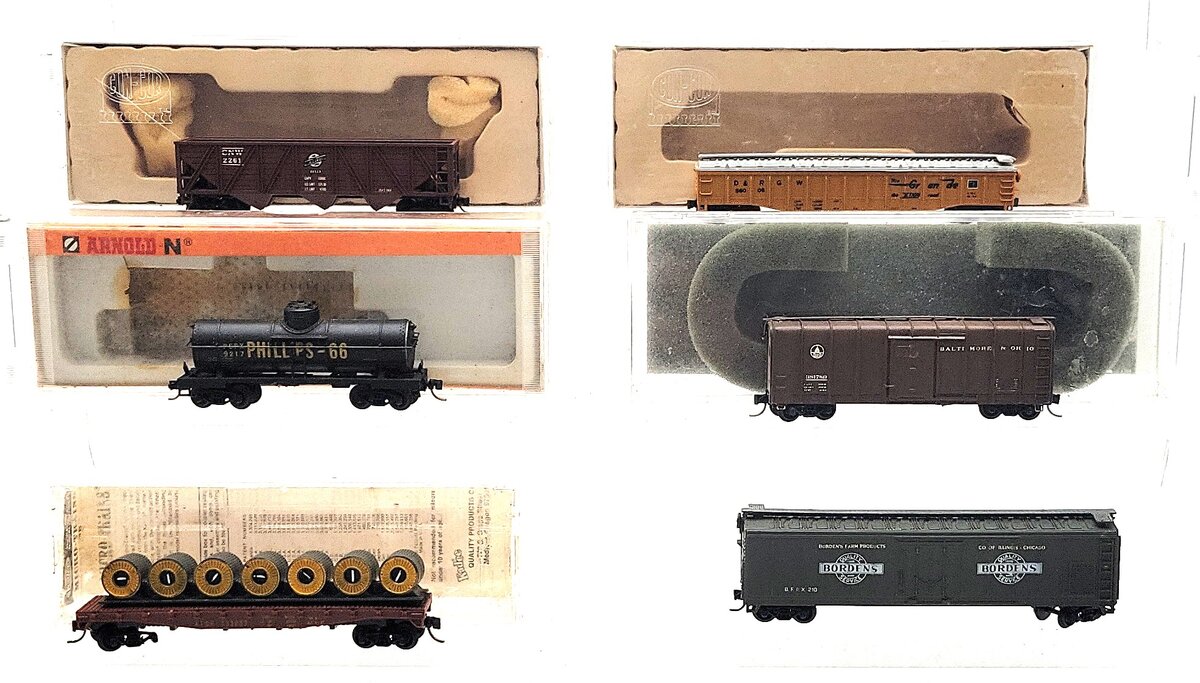 Arnold, Con-Cor, & Other N Scale Assorted Freight Cars [6] EX