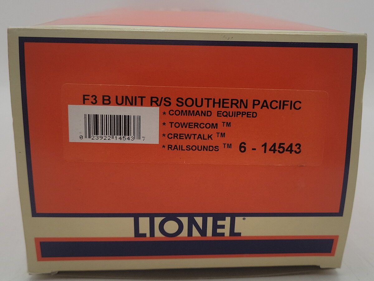 Lionel 6-14543 O Southern Pacific F3 B Unit Non-Powered Diesel Locomotive EX/Box