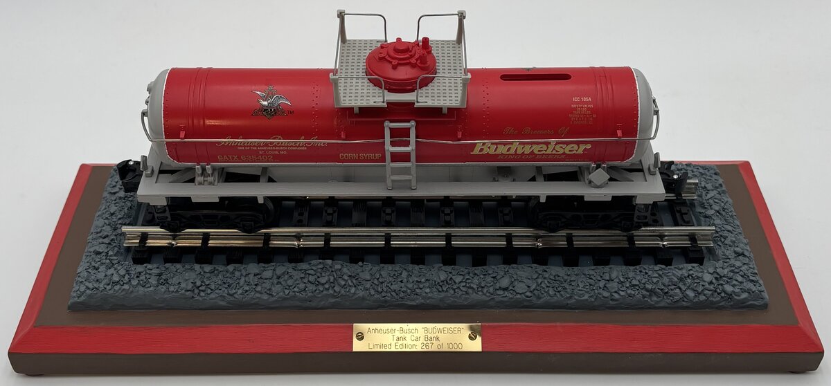 K-Line K-635402 O Anheuser Busch Tank Car Bank w/Display Case LN/Box