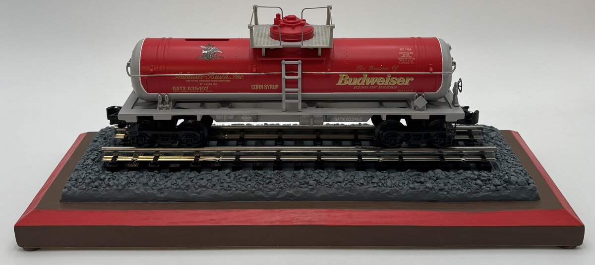 K-Line K-635402 O Anheuser Busch Tank Car Bank w/Display Case LN/Box