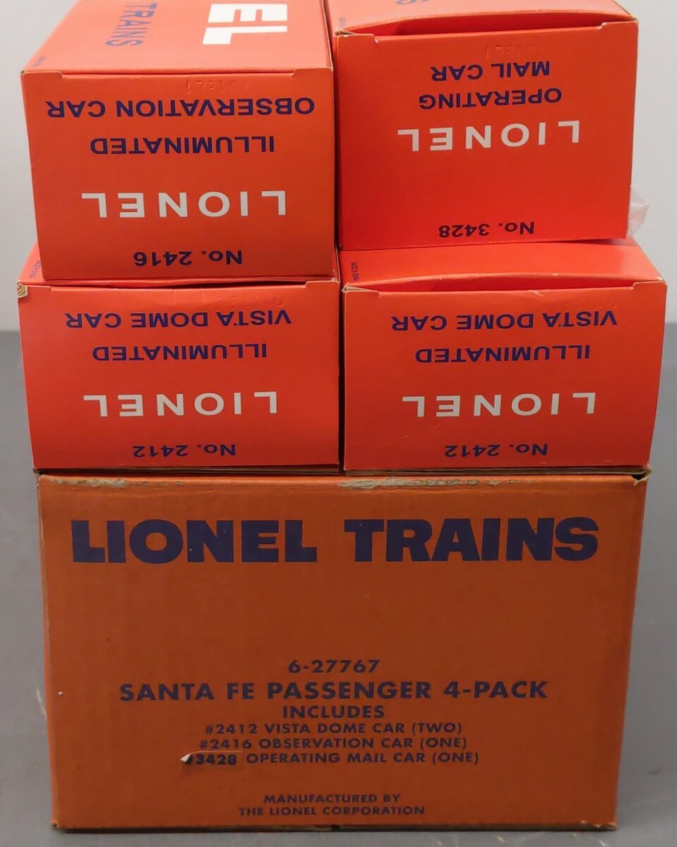 Lionel 6-27767 O Gauge Conventional Classics Santa Fe Passenger Cars (Set of 4) EX/Box