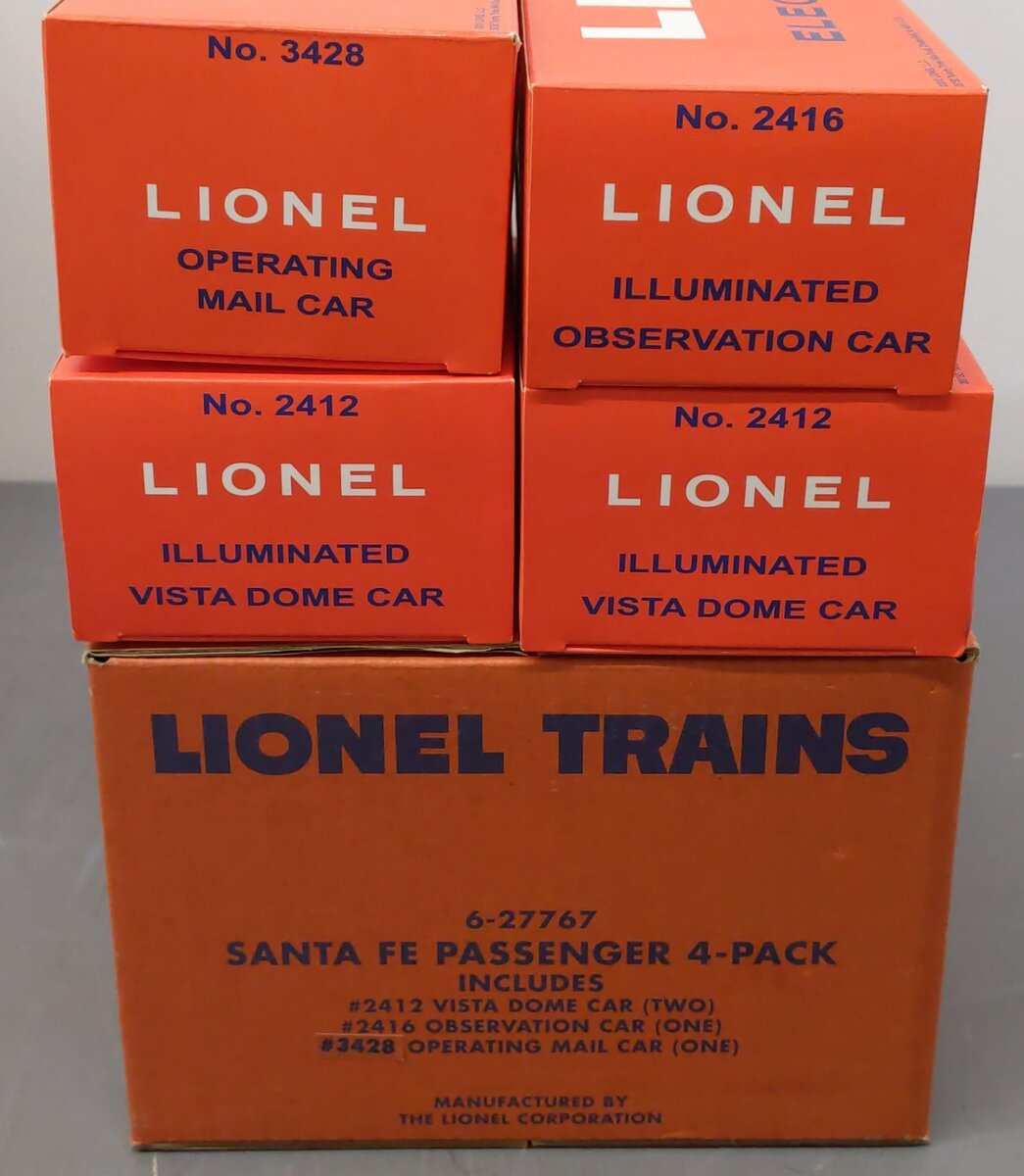 Lionel 6-27767 O Gauge Conventional Classics Santa Fe Passenger Cars (Set of 4) EX/Box