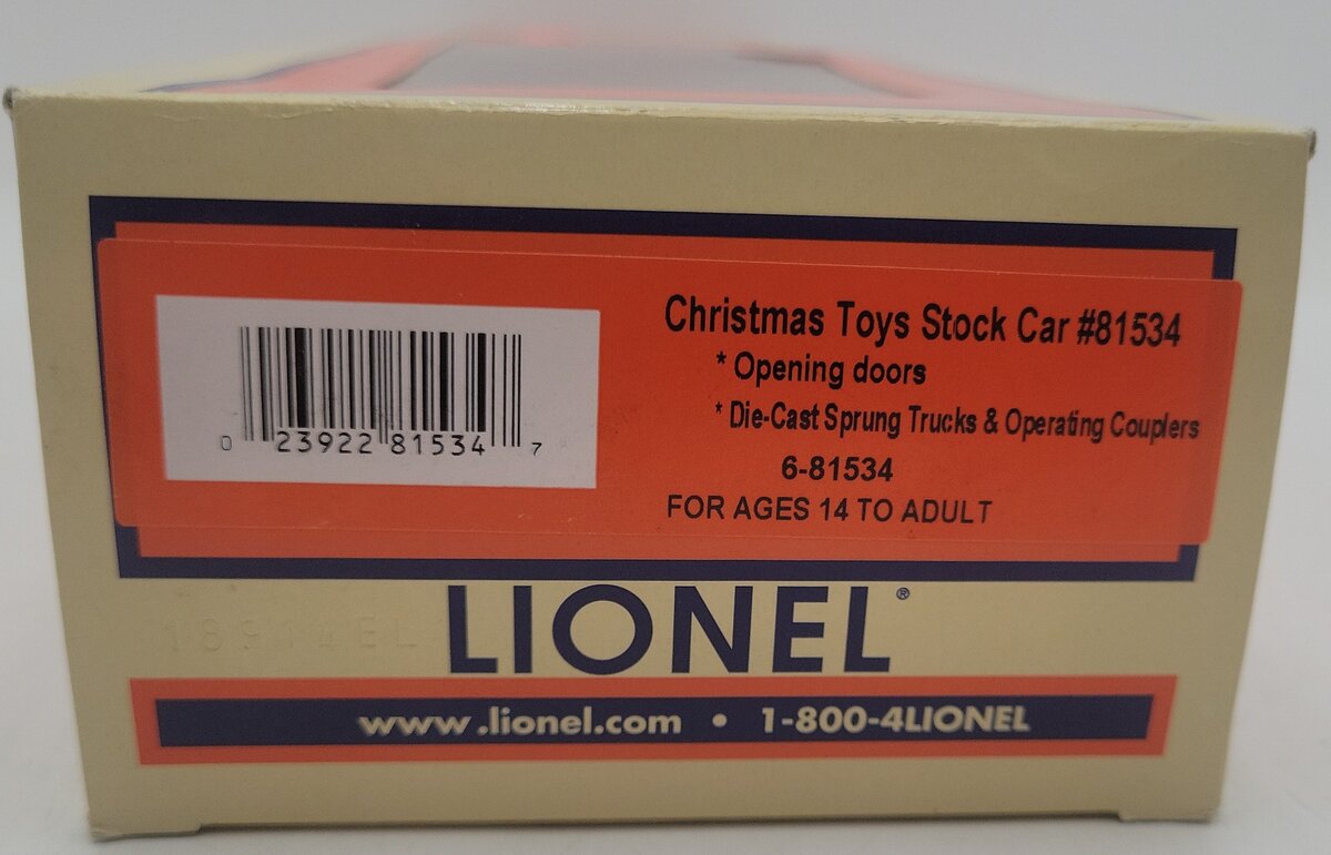 Lionel 6-81534 O Christmas Toys Stock Car EX/Box