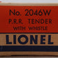 Lionel 2046W Vintage O Pennsylvania Whistle Tender VG/Box