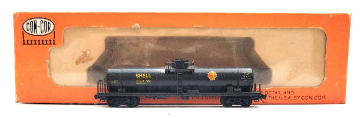 Con-Cor 1601 N Scale Shell Chemical Car #709 EX/Box