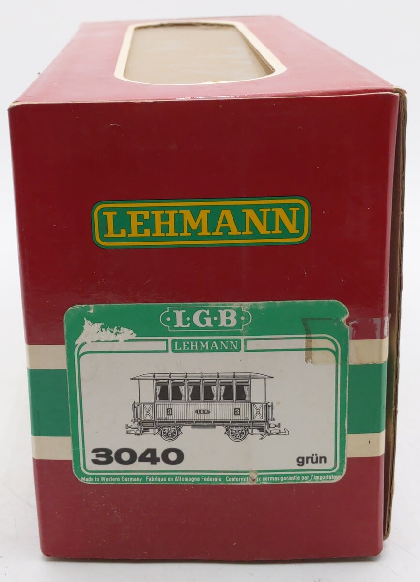 LGB 3040 G Scale LGB 3rd Class Green Coach Car #3 EX/Box