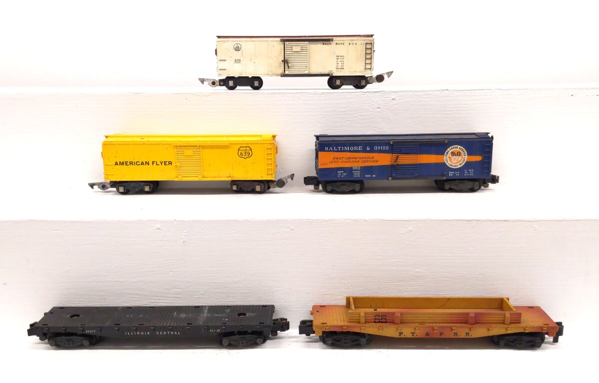 American Flyer S Gauge Assorted Freight Cars: 633, 639, 24577, 980, 65 [5] VG