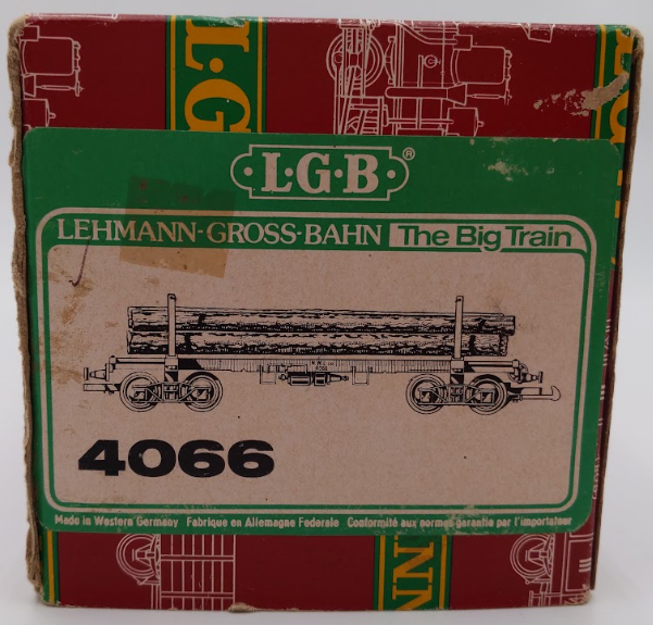 LGB 4066 G Scale Green Flatcar #97 with Log Load (Custom) EX/Box