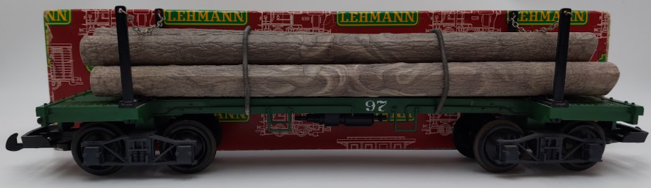 LGB 4066 G Scale Green Flatcar #97 with Log Load (Custom) EX/Box