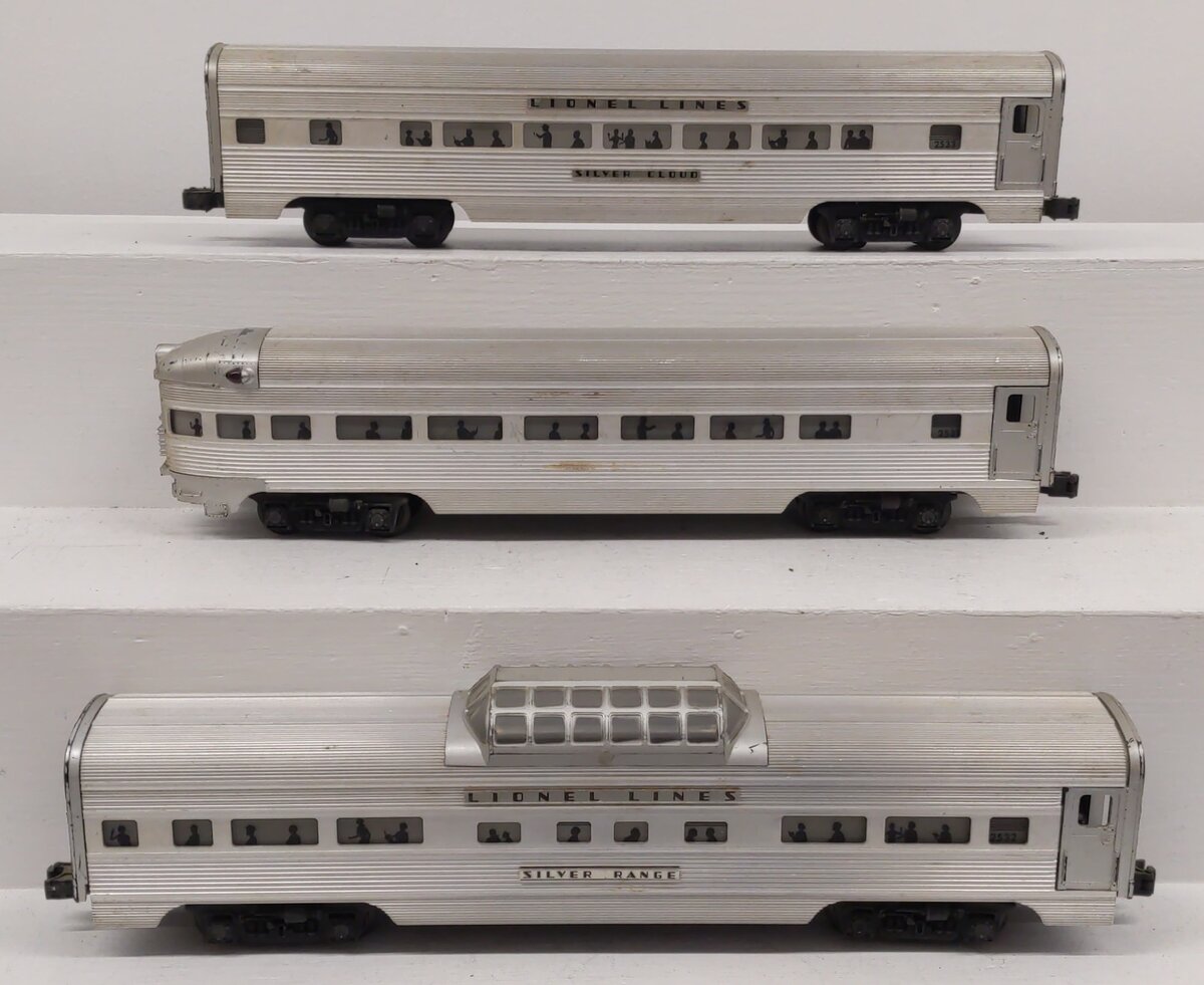Lionel O Gauge Vintage Lionel Lines Aluminum Passenger Cars #2531,2532,2433 [3] VG