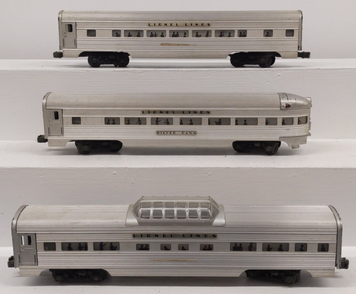 Lionel O Gauge Vintage Lionel Lines Aluminum Passenger Cars #2531,2532,2433 [3] VG