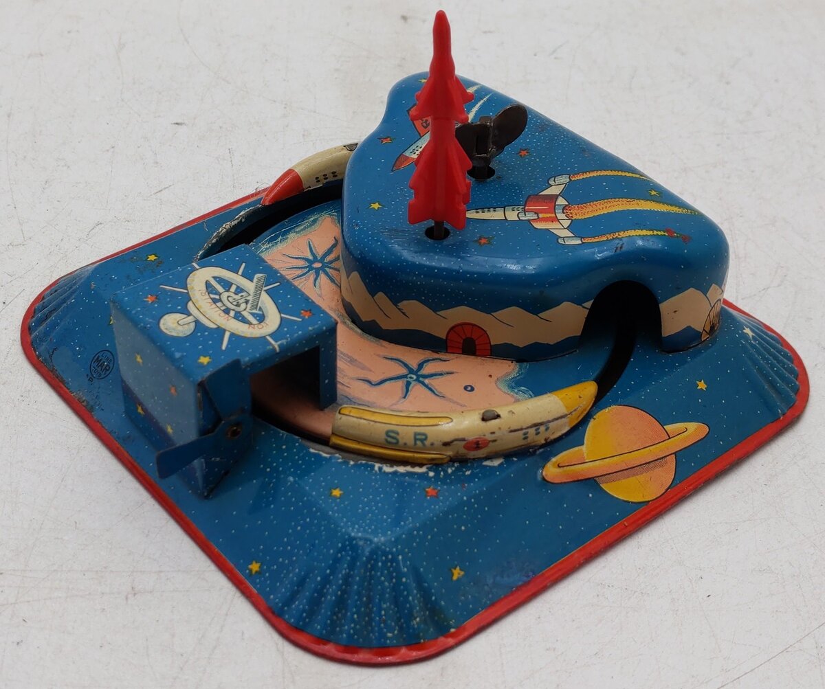 Linemar Vintage Tin Windup Rocket Express Train Toy