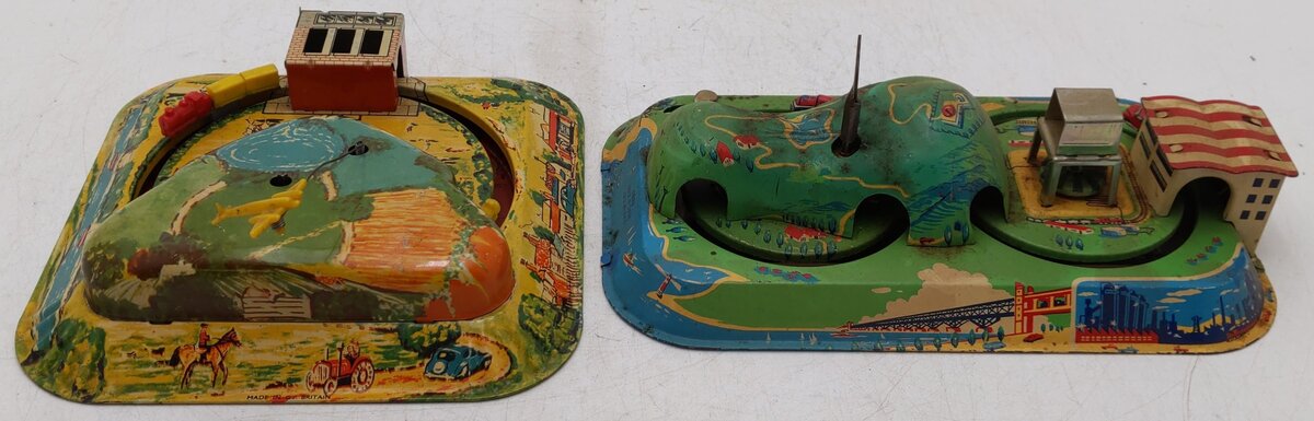 Linemar Vintage Tin Windup Train Toys [2] VG