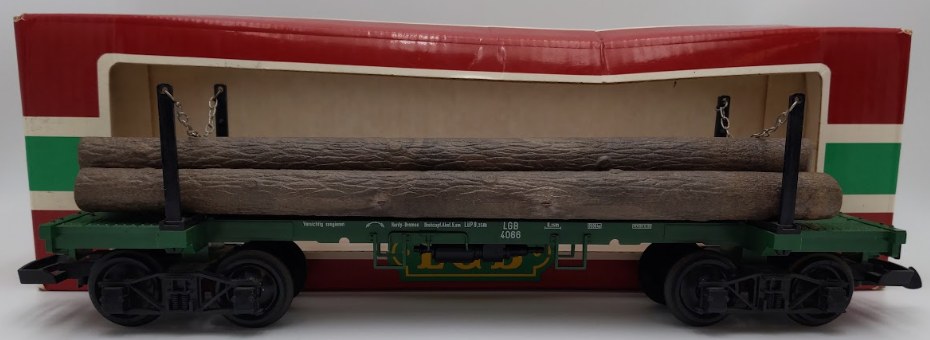 LGB 4066 G Scale Green Flatcar #4066 with Log Load VG/Box