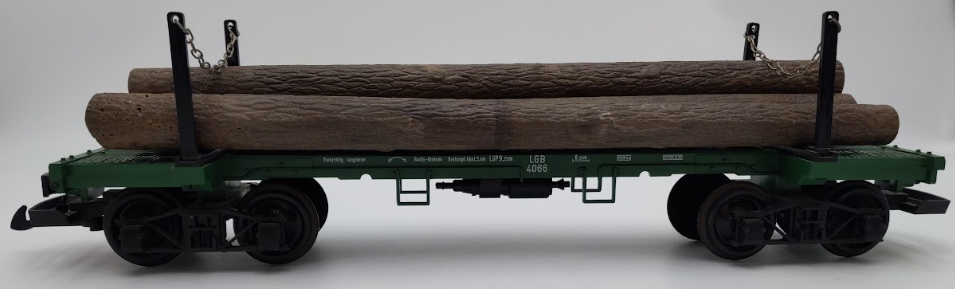 LGB 4066 G Scale Green Flatcar #4066 with Log Load VG/Box