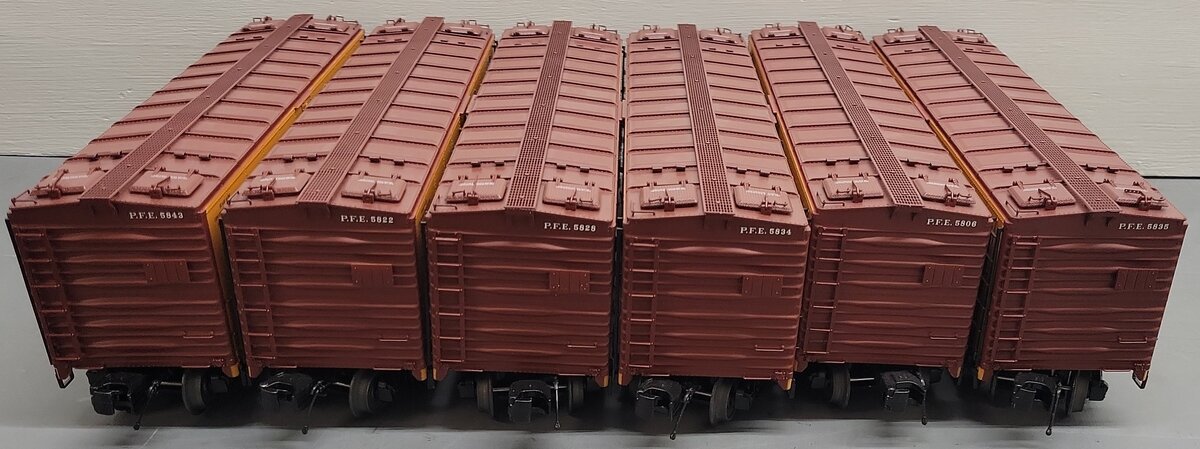 MTH 20-92109 O Pacific Fruit Express 40' Steel Sided Reefer (Set of 6) EX/Box