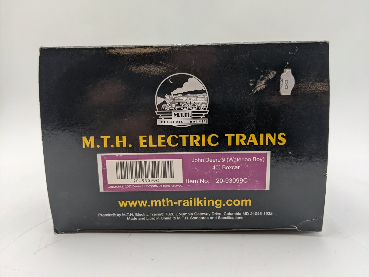 MTH 20-93099C O Gauge John Deere Waterloo Boy 40' Boxcar EX/Box