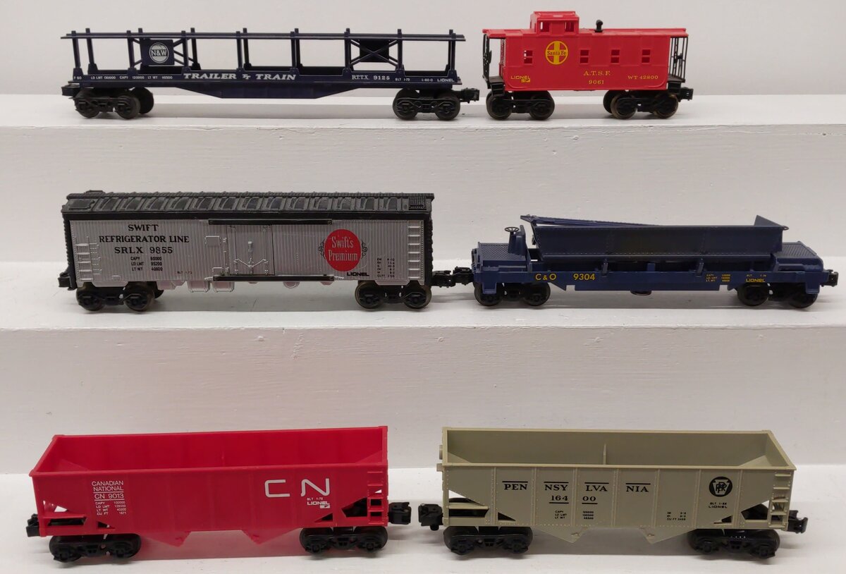 Lionel O Gauge Freight Cars 6-9304, 6-16400, 6-9061, 6-9855, 6-9125, 6-9013 [6] VG