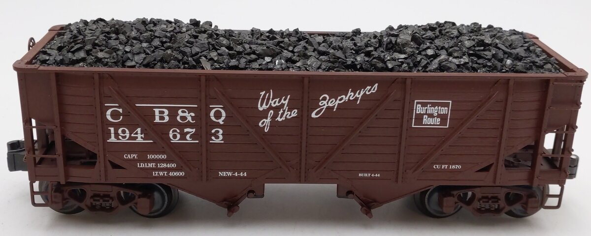 K-Line K6255-1331 O CB&Q 2-Bay DC Hopper #194673 w/Coal Load EX/Box