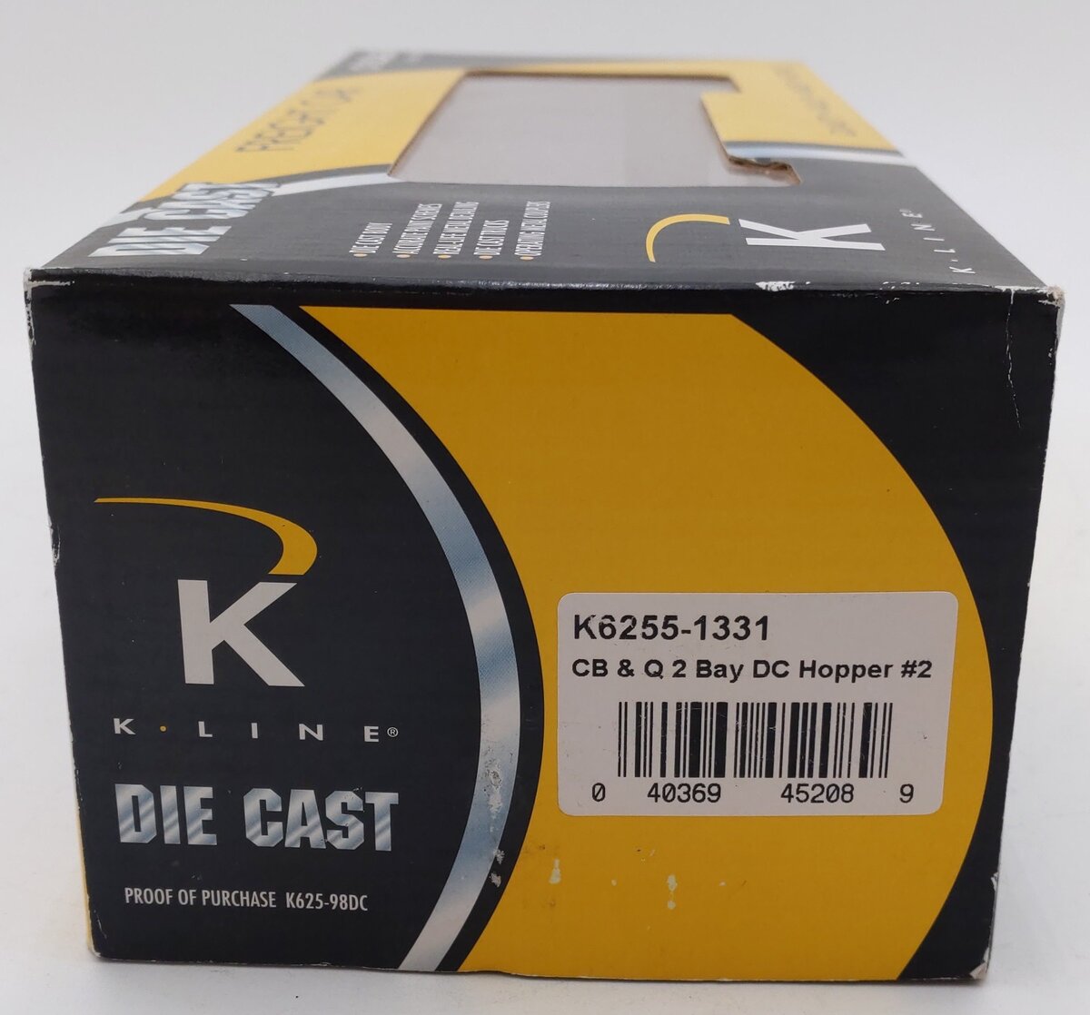 K-Line K6255-1331 O CB&Q 2-Bay DC Hopper #194673 w/Coal Load EX/Box