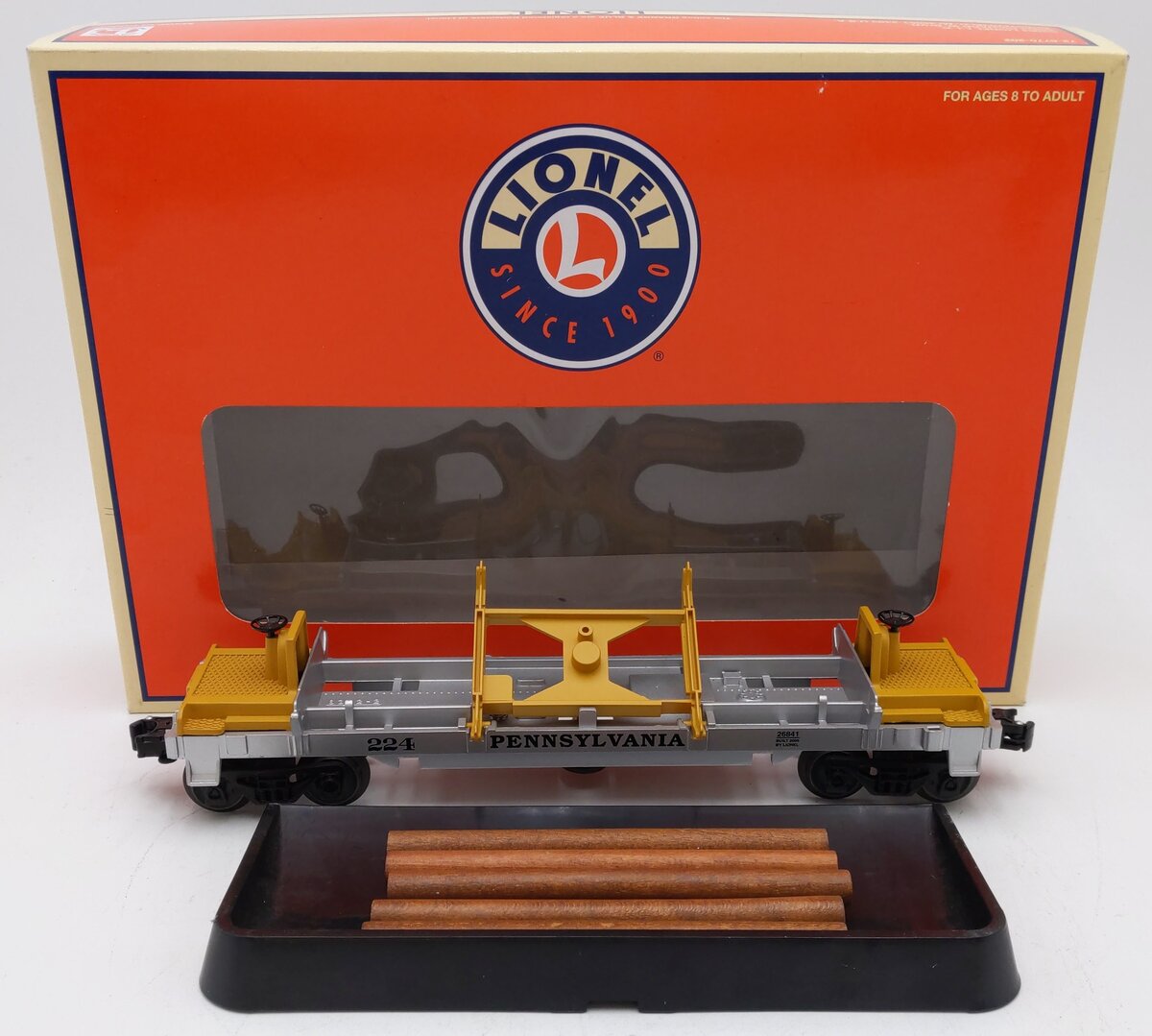 Lionel 6-26841 O Pennsylvania Railroad Log Dump Car #224 EX/Box