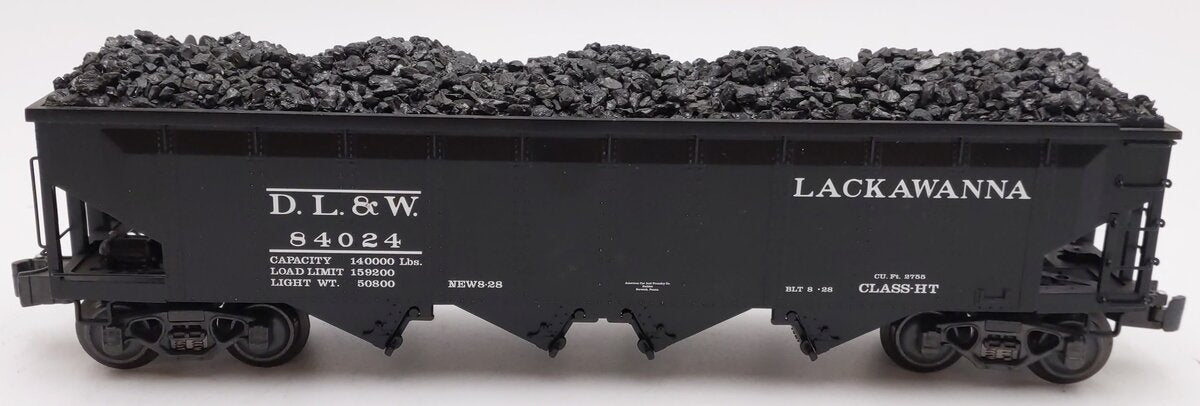 K-Line K623-1472 O Delaware, Lackawanna & Western 4-Bay Hopper w/ Load #84024 EX/Box