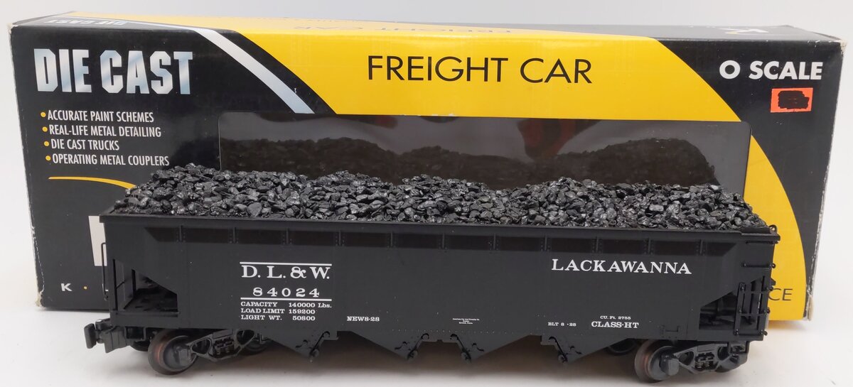 K-Line K623-1472 O Delaware, Lackawanna & Western 4-Bay Hopper w/ Load #84024 EX/Box