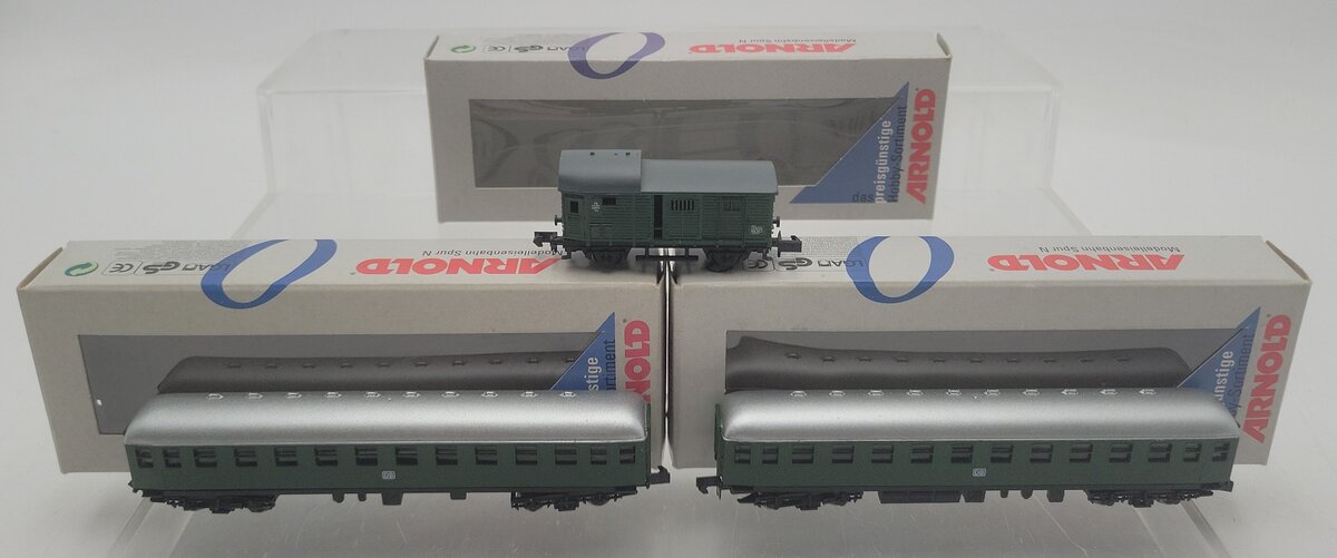Arnold N Scale Deutsche Bundesbahn Assorted Passenger Cars & Caboose [3] EX/Box