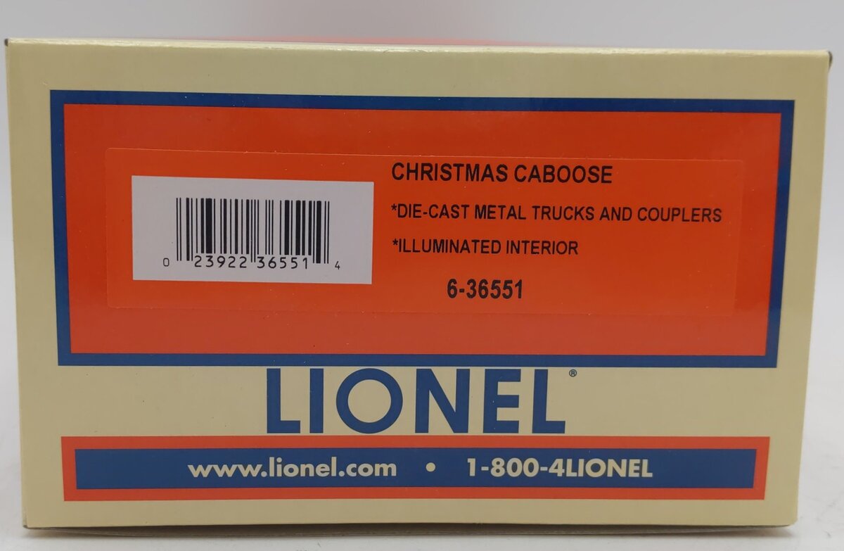 Lionel 6-36551 O Gauge Illuminated Christmas Cabooose #1225 EX/Box