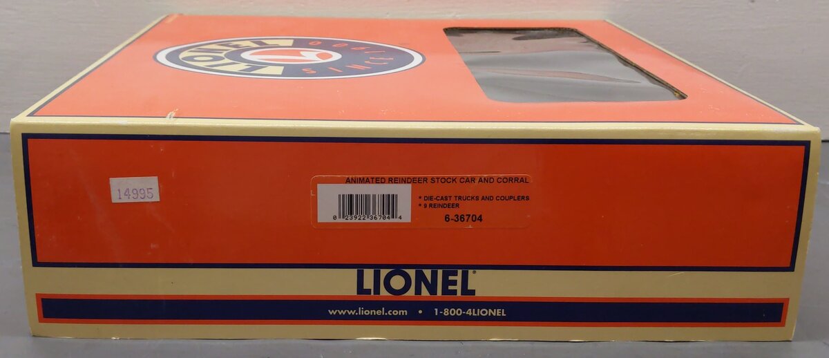 Lionel 6-36704 O Guage Animated Reindeer Stockcar & Corral EX/Box