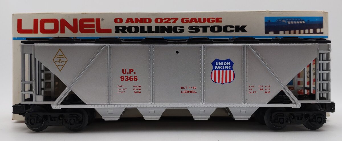 Lionel 6-9366 O Gauge Union Pacific Covered 4-Bay Hopper #9366 EX/Box