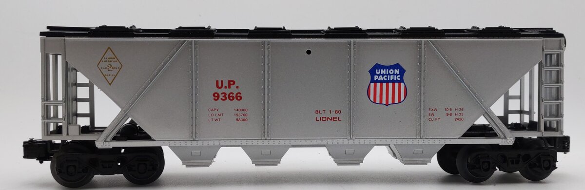 Lionel 6-9366 O Gauge Union Pacific Covered 4-Bay Hopper #9366 EX/Box