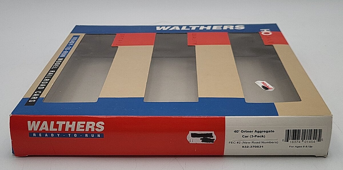 Walthers 932-370531 HO FEC 40' Ortner Aggregate Car #2 (Pack of 3) EX/Box
