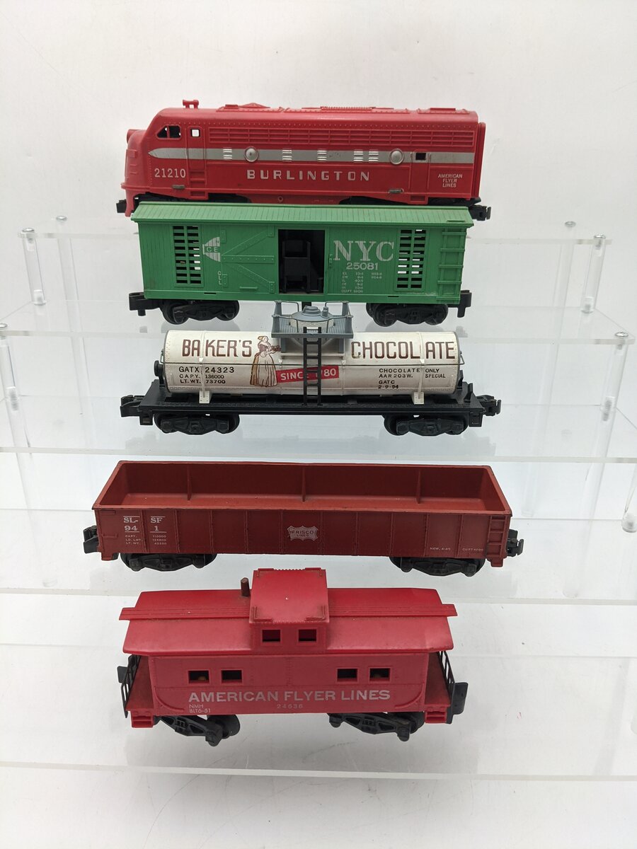 American Flyer 20715 S Vintage The Rocket Train Set: 21210/24330/24126/25081 VG