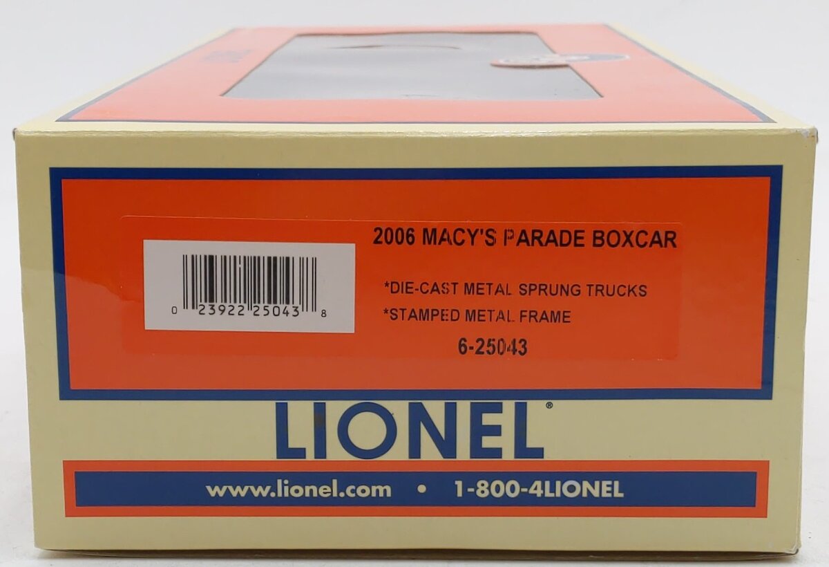 Lionel 6-25043 O Gauge Macy‘s Thanksgiving Day Parade Boxcar EX/Box
