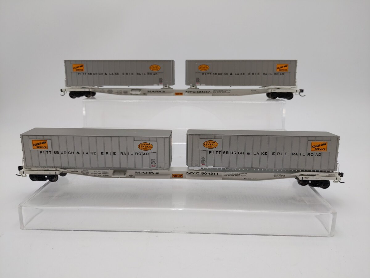 Walthers 932-240853 HO P&LE Gold Mark III Flexi-Van Flat w/Trailers (Set of 2) EX